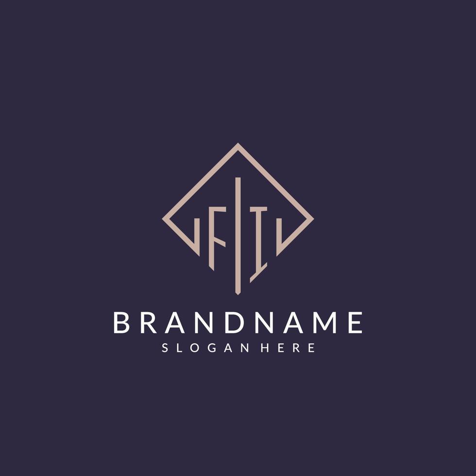 fi Anfangsmonogramm-Logo mit rechteckigem Design vektor