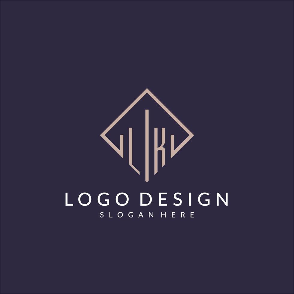 lk Anfangsmonogramm-Logo mit rechteckigem Design vektor