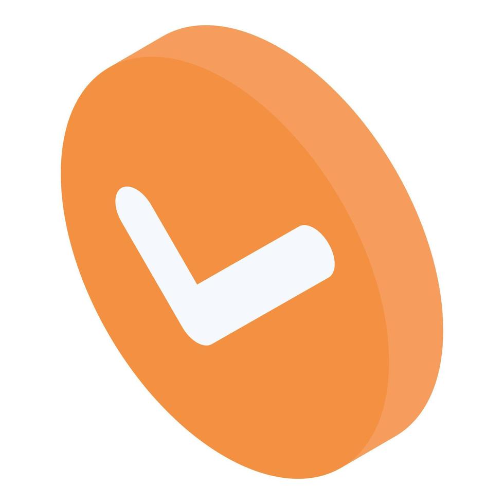 orange godkänd tecken ikon, isometrisk stil vektor