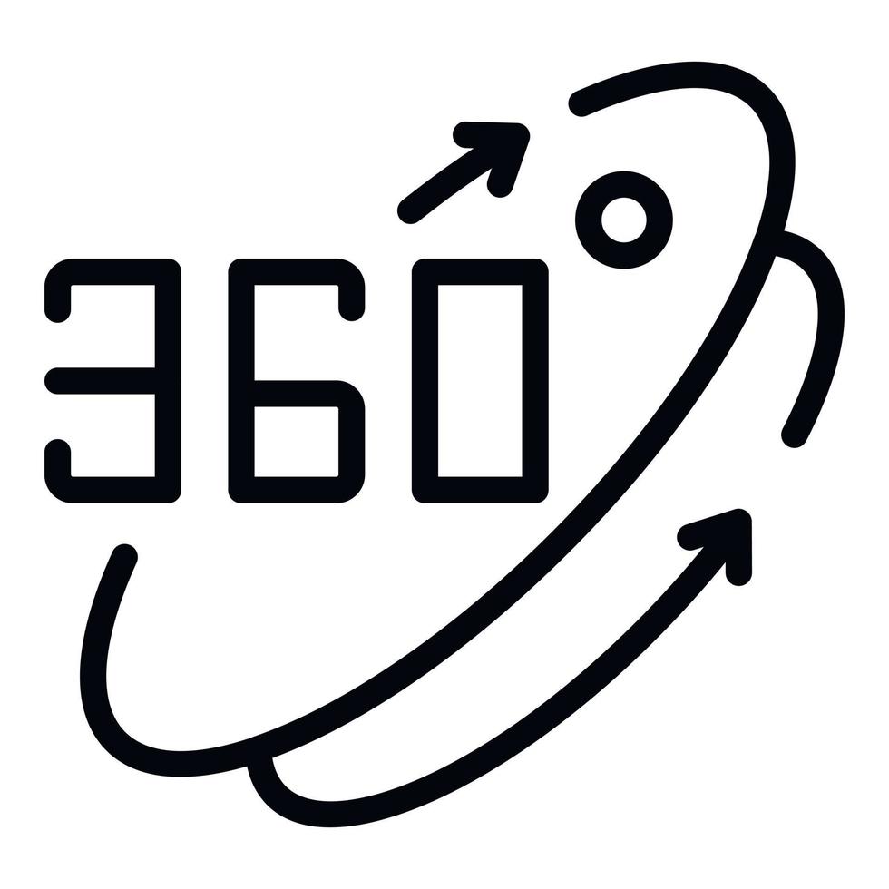 360 vr cirkel ikon, översikt stil vektor