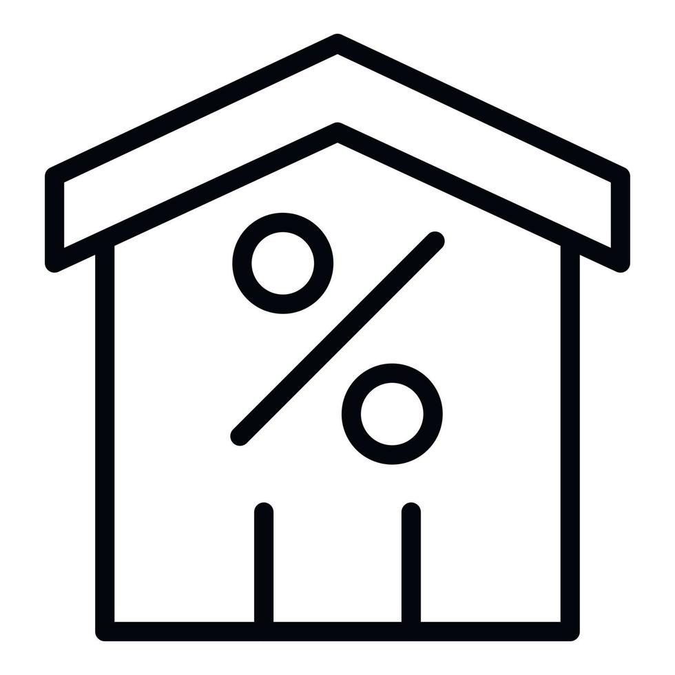 hus och procent ikon, översikt stil vektor