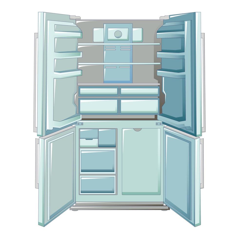 große offene Kühlschrank-Ikone, Cartoon-Stil vektor