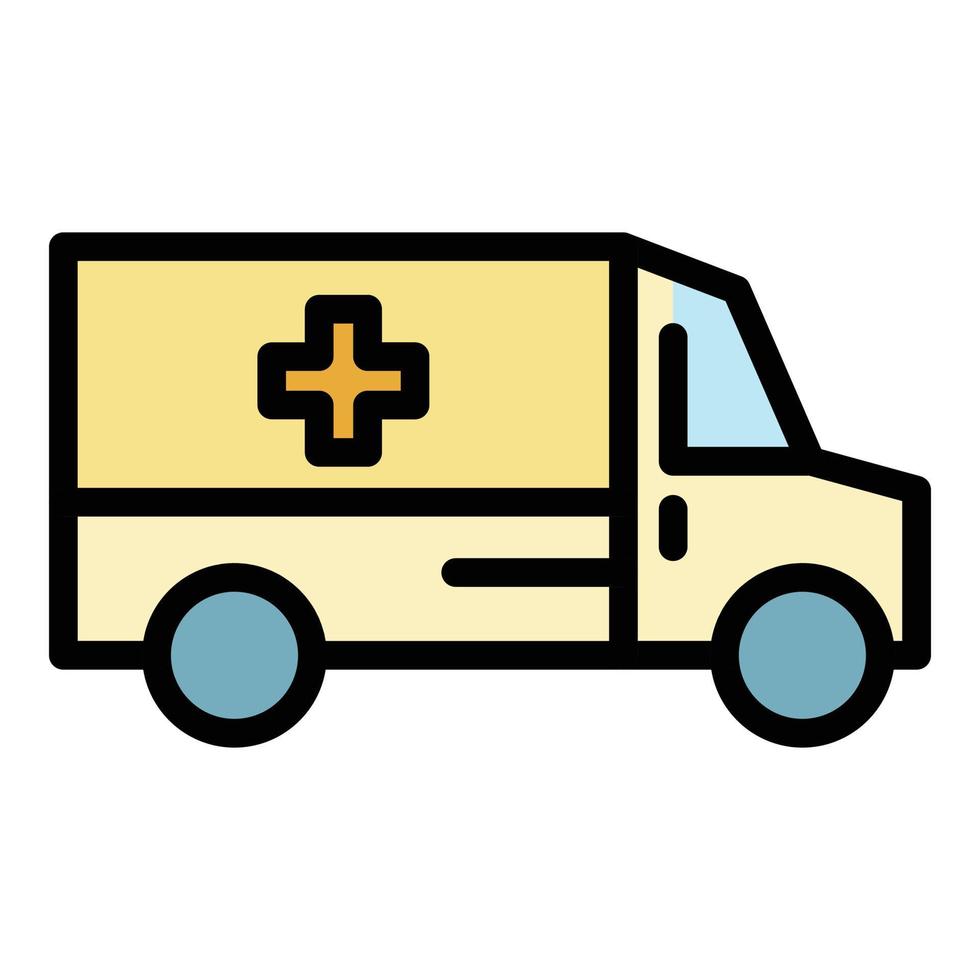 ambulans bil team ikon Färg översikt vektor