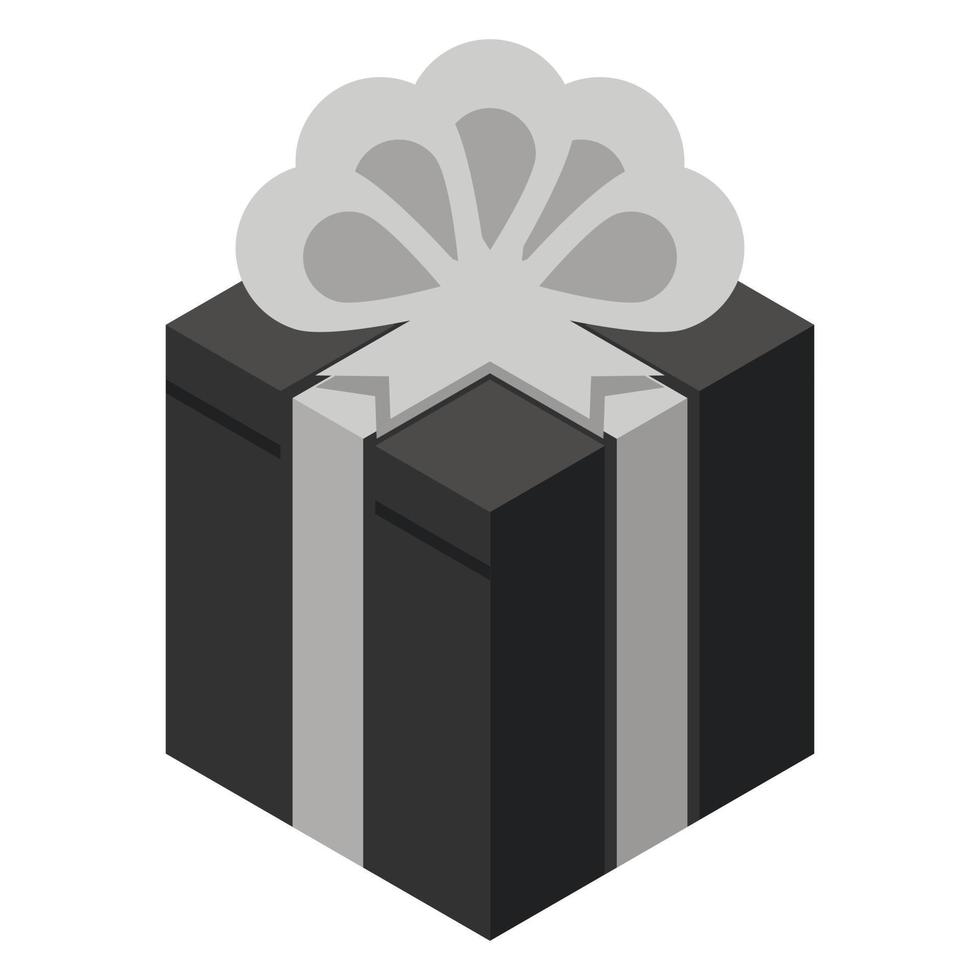 schwarzgraues Geschenkbox-Symbol, isometrischer Stil vektor