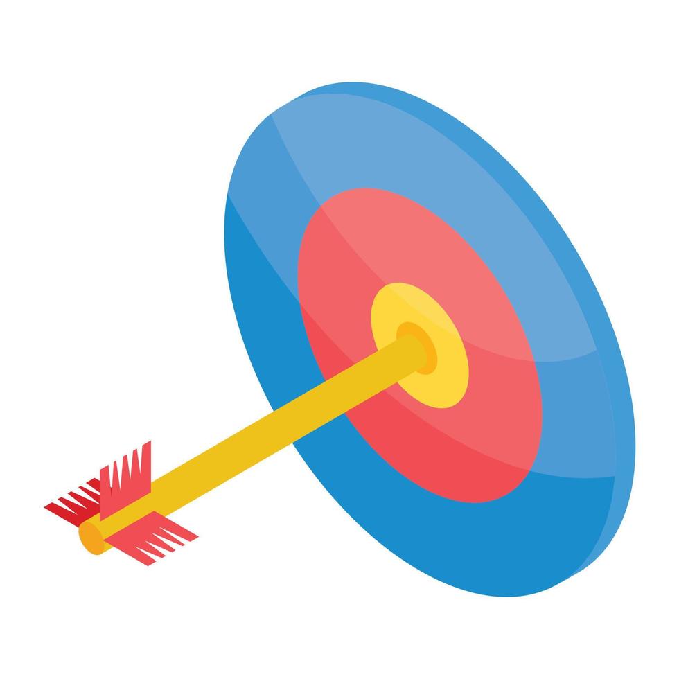 Bogenschütze auf Zielsymbol geschossen, isometrischer Stil vektor