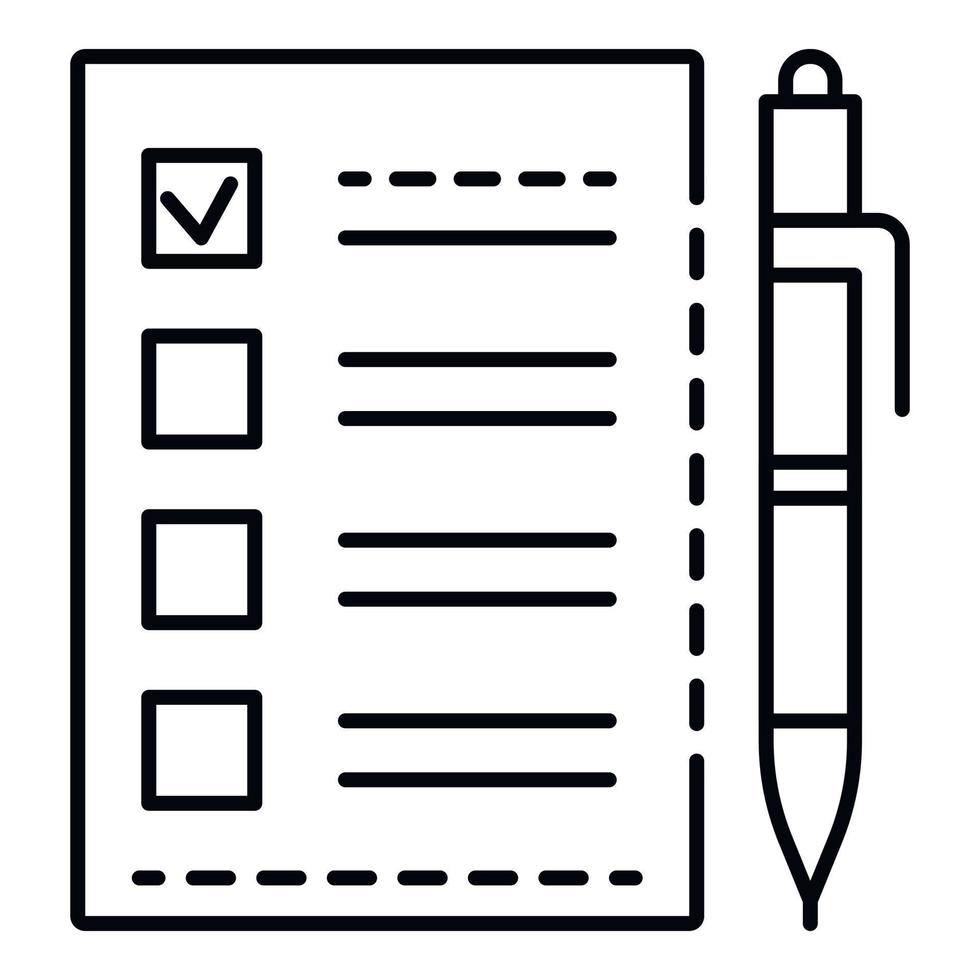 valsedel checklista ikon, översikt stil vektor