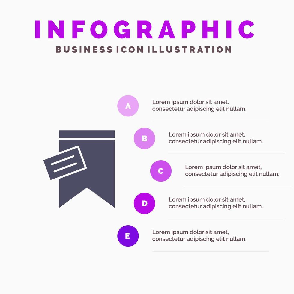 mark märka tecken text fast ikon infographics 5 steg presentation bakgrund vektor