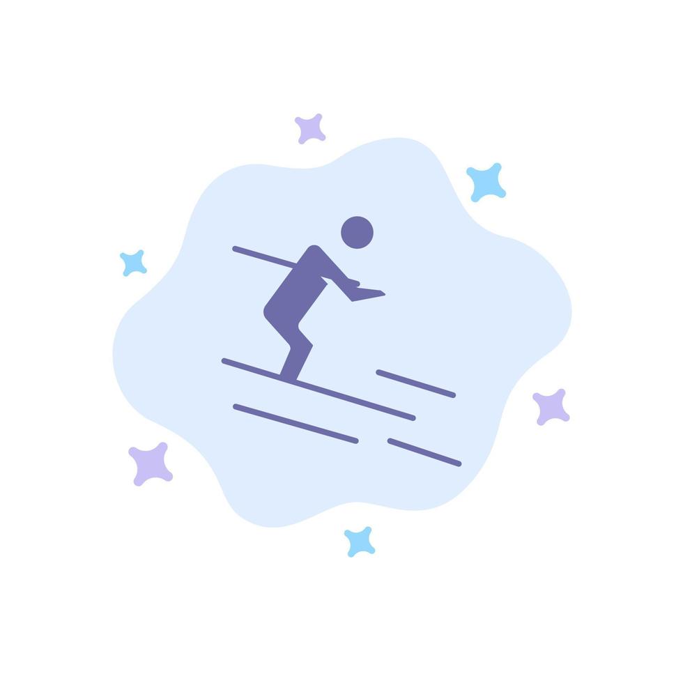 Aktivität Ski Skifahren Sportler blaues Symbol auf abstraktem Wolkenhintergrund vektor