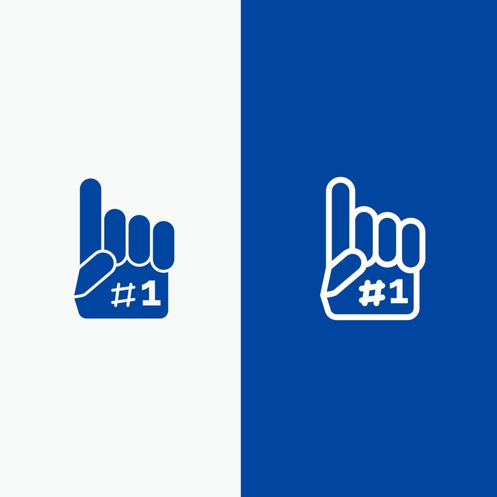 Fanatic Finger Foam Sport Linie und Glyphe festes Symbol blaues Banner Linie und Glyphe festes Symbol blaues Banner vektor