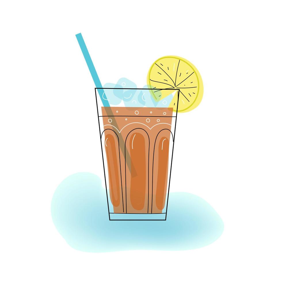 kuba libre alkohol cocktail, vektor färgad klotter hand dragen skiss illustration.