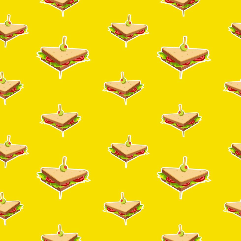 triangel smörgås sömlös mönster på gul bakgrund vektor