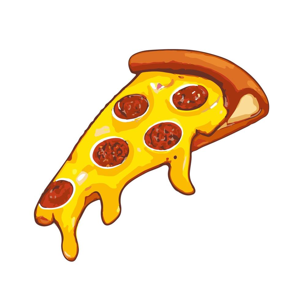 Pizzastück mit tropfendem Käse. Vektor-Illustration. vektor