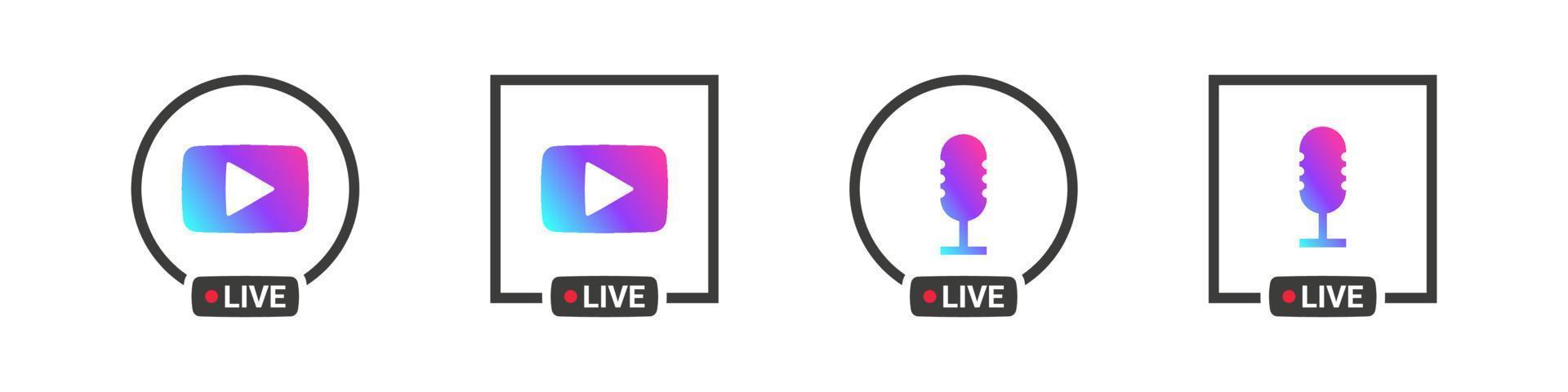 Live-Streaming-Icons-Konzept. Symbol für Videoübertragung und Live-Streaming. Vektor-Illustration vektor