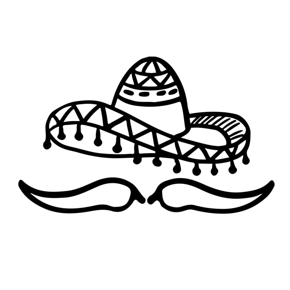kreatives mexikanisches Sombrero-Schnurrbart-Pfeffer-traditionelles Logo-Vektor-Design vektor