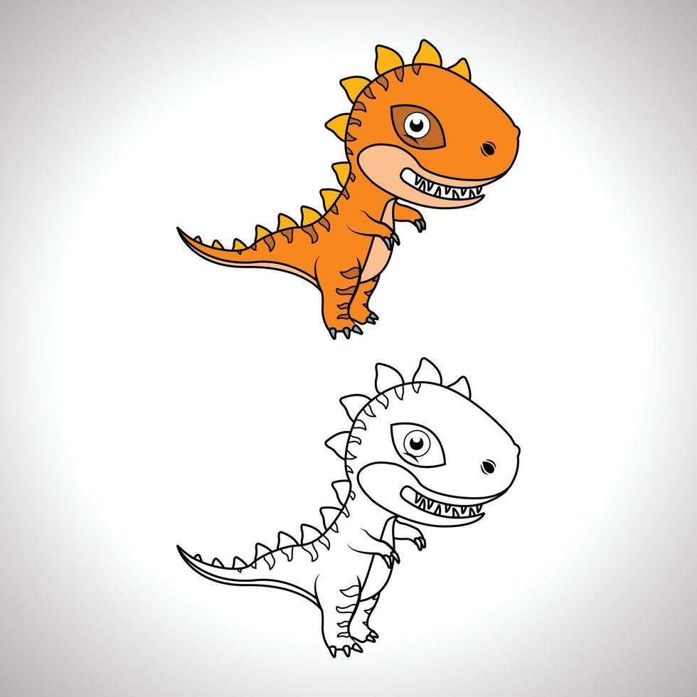 söt dinosaurie tecknad serie med linje konst, dinosaurie för färg bok med Färg mindre teckning ikon. vektor