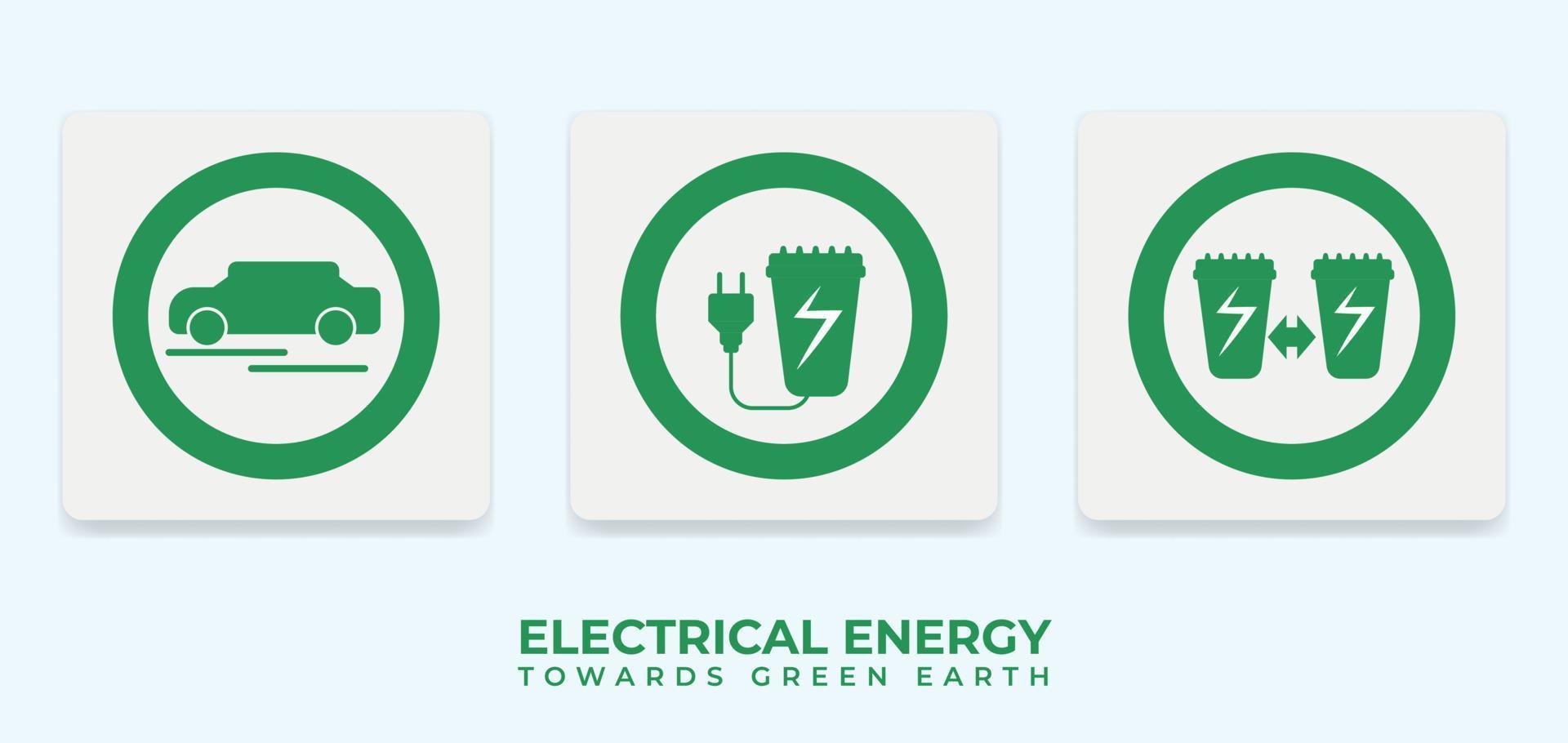 elektrisk energi laddning instruktioner logotyp vektor