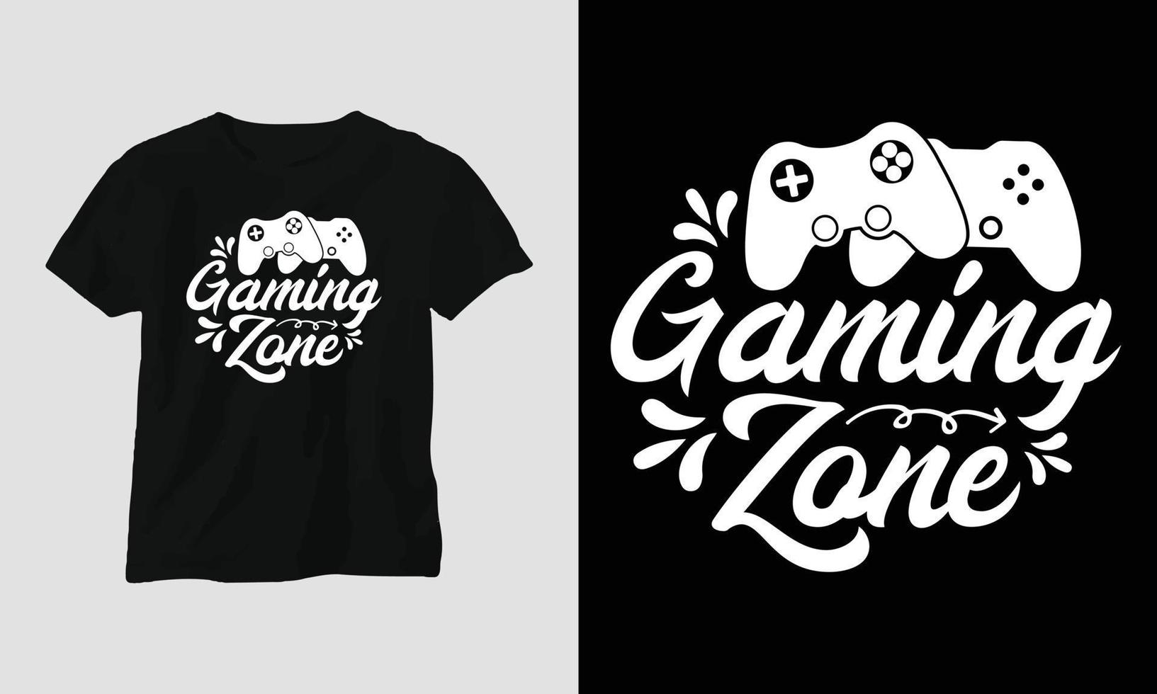 gaming zon - gamer citat t-shirt och kläder typografi design vektor