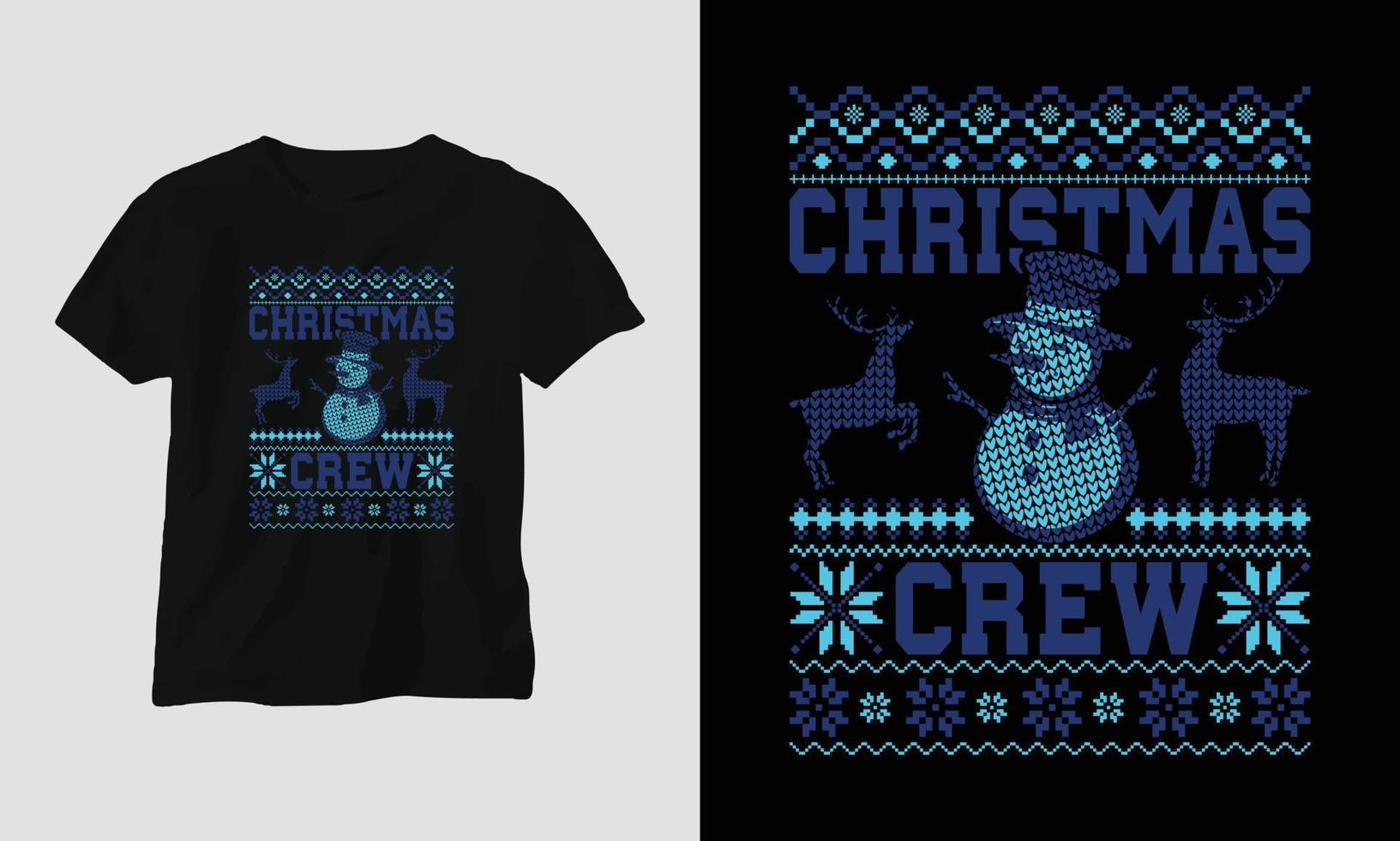 Christmas Crew - Hässliches Weihnachts-T-Shirt-Design im Retro-Stil vektor