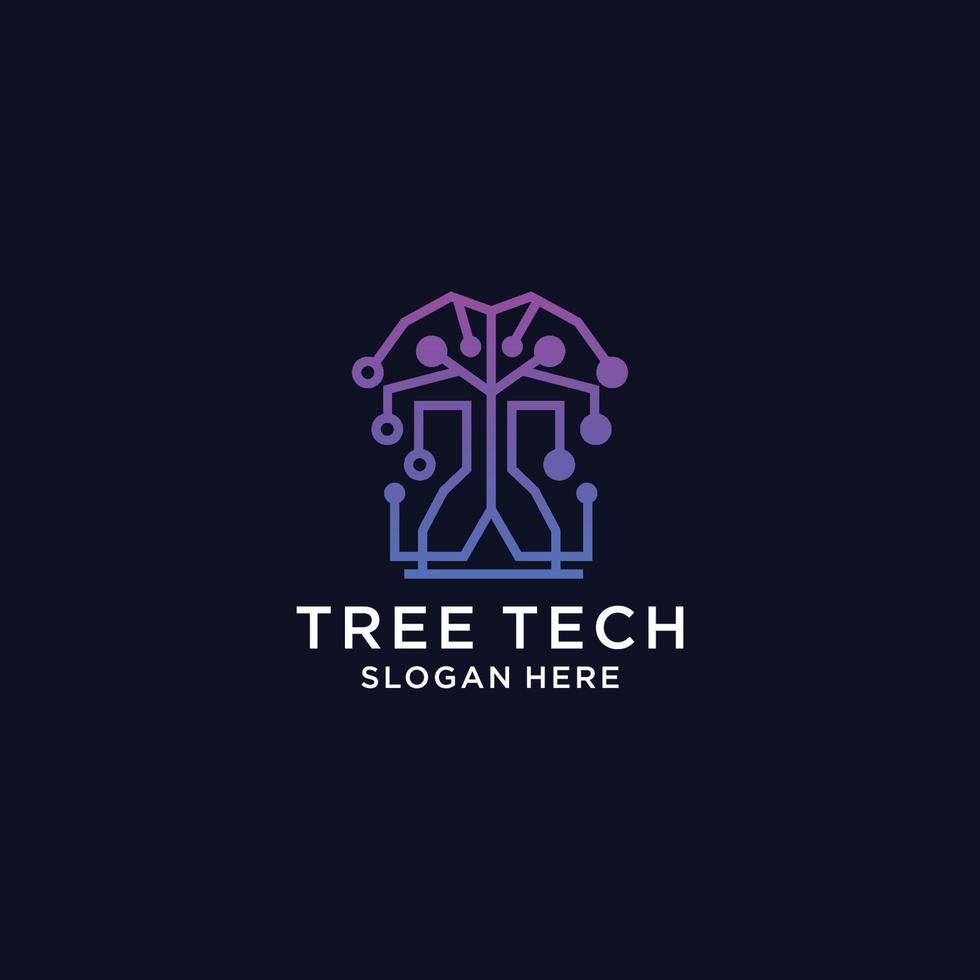 Baum-Tech-Vektor-Logo-Design-Vorlage vektor