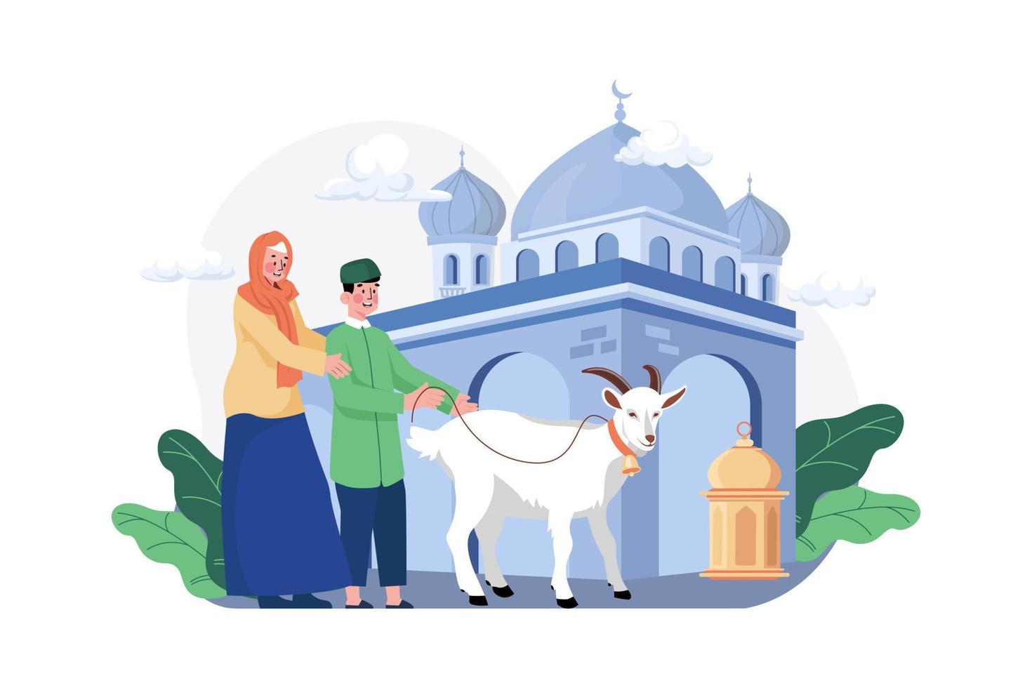 eid mubarak illustrationskonzept. eine flache Abbildung isoliert auf weißem Hintergrund vektor