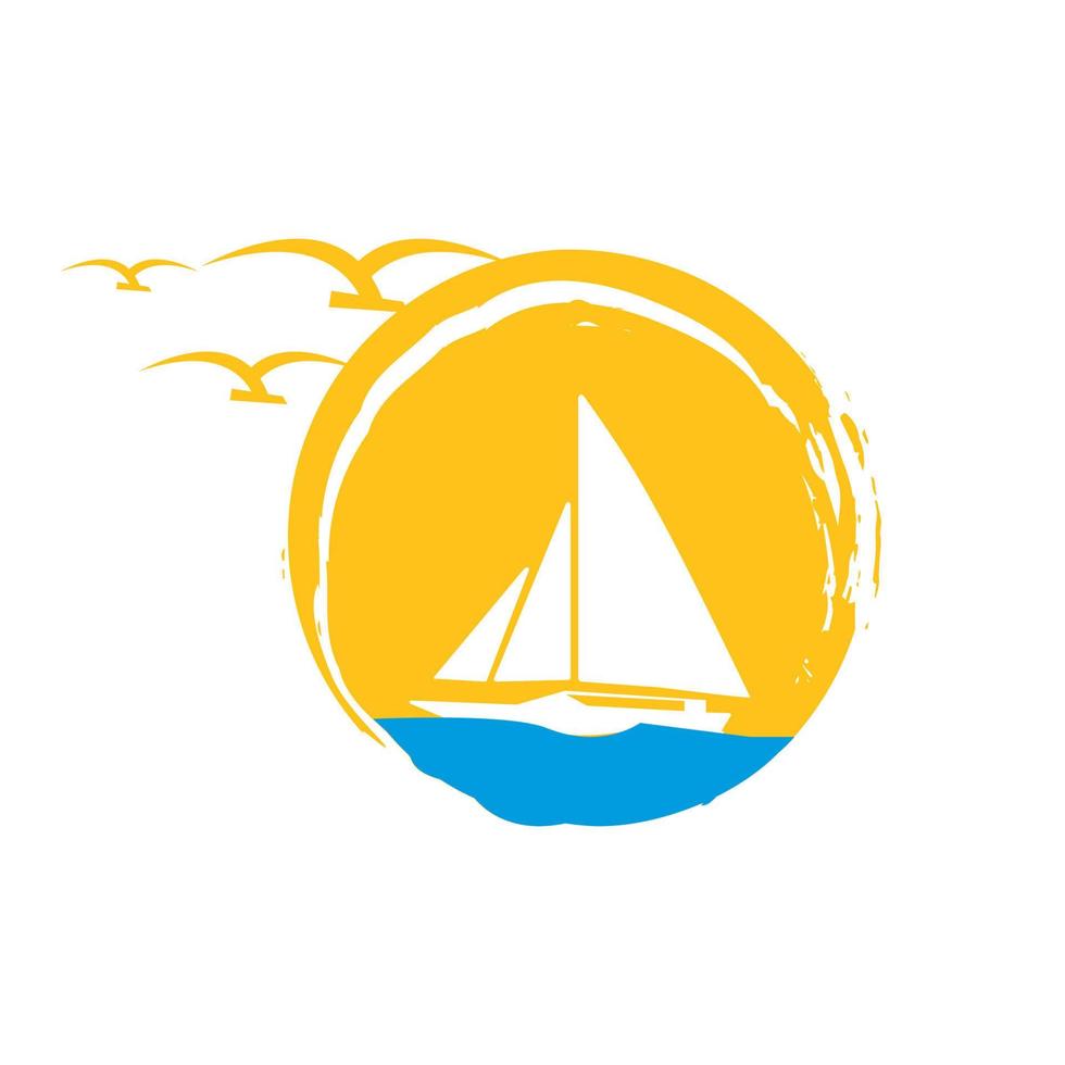 sommar stil fartyg båt Yacht segling logotyp design i sommar stil vektor illustrationer