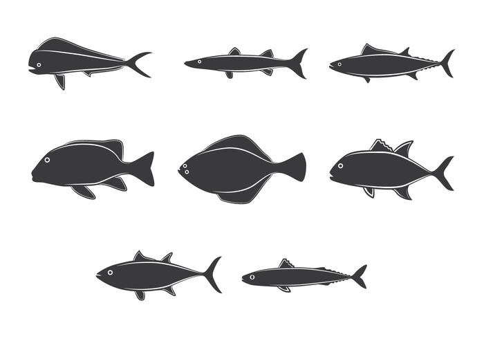 Lineart Ocean Fish Collection gezeichnet vektor