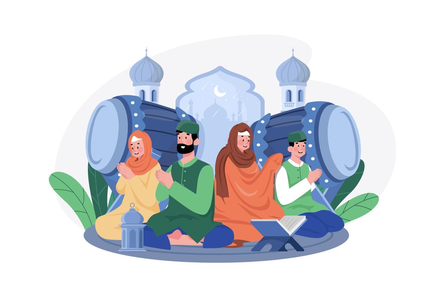 eid mubarak illustrationskonzept. eine flache Abbildung isoliert auf weißem Hintergrund vektor