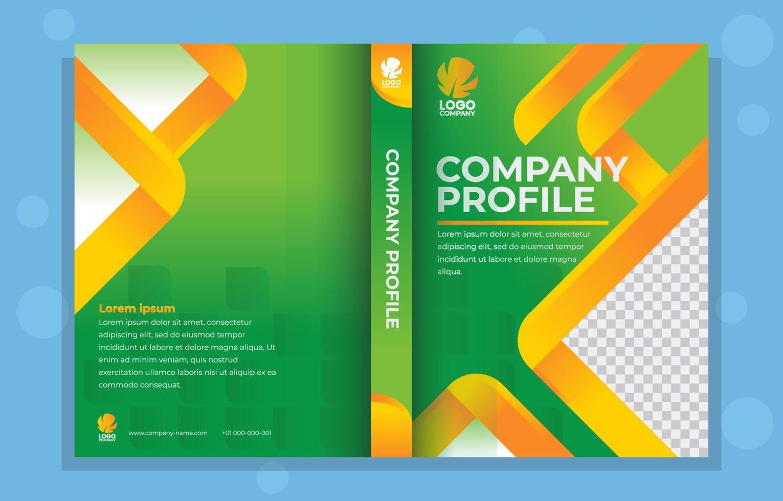 omslag företag profil med gul och grön lutning vektor