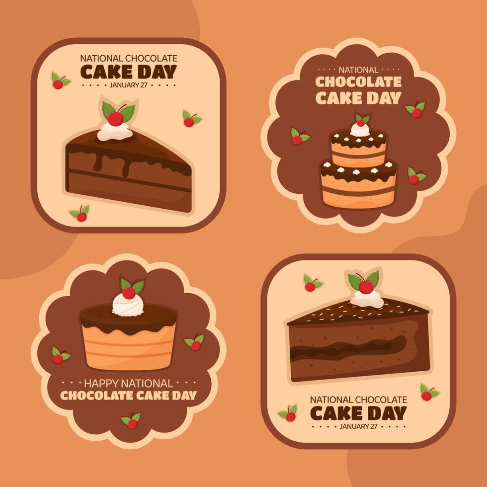 nationell choklad kaka dag märka platt tecknad serie hand dragen mallar illustration vektor