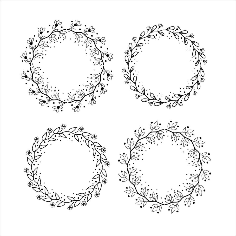 Reihe von floralen runden Rahmen auf weißem Hintergrund. Vektor-Illustration. vektor