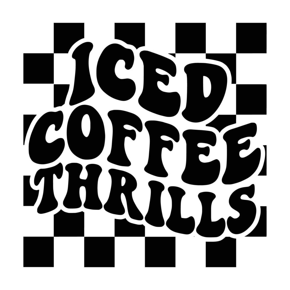 Eiskaffee zitiert Typografie schwarz und weiß zum Drucken vektor