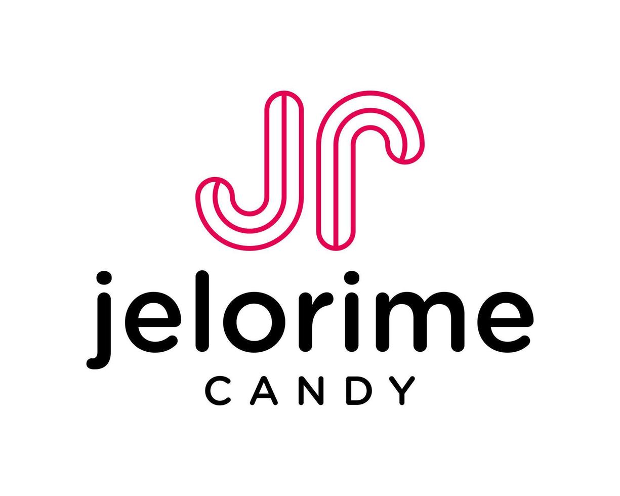 Buchstabe j und r geometrisches Süßigkeiten-Logo-Design. vektor