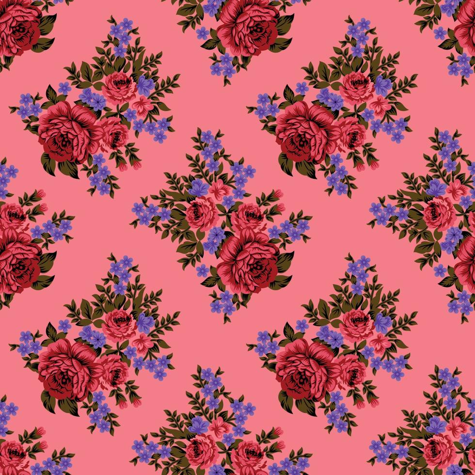 skön vattenfärg blommor mönster på färgrik bakgrund. textil- mönster design vektor