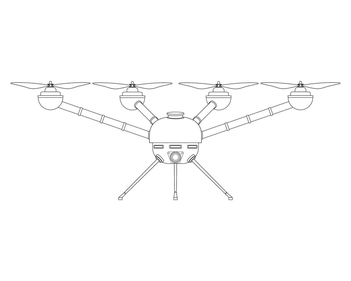 quadcopter färg bok. blå Drönare med kamera. färgrik vektor illustration isolerat på vit bakgrund.