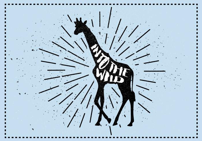 Gratis Vektor Giraff Silhouette Illustration Med Typografi