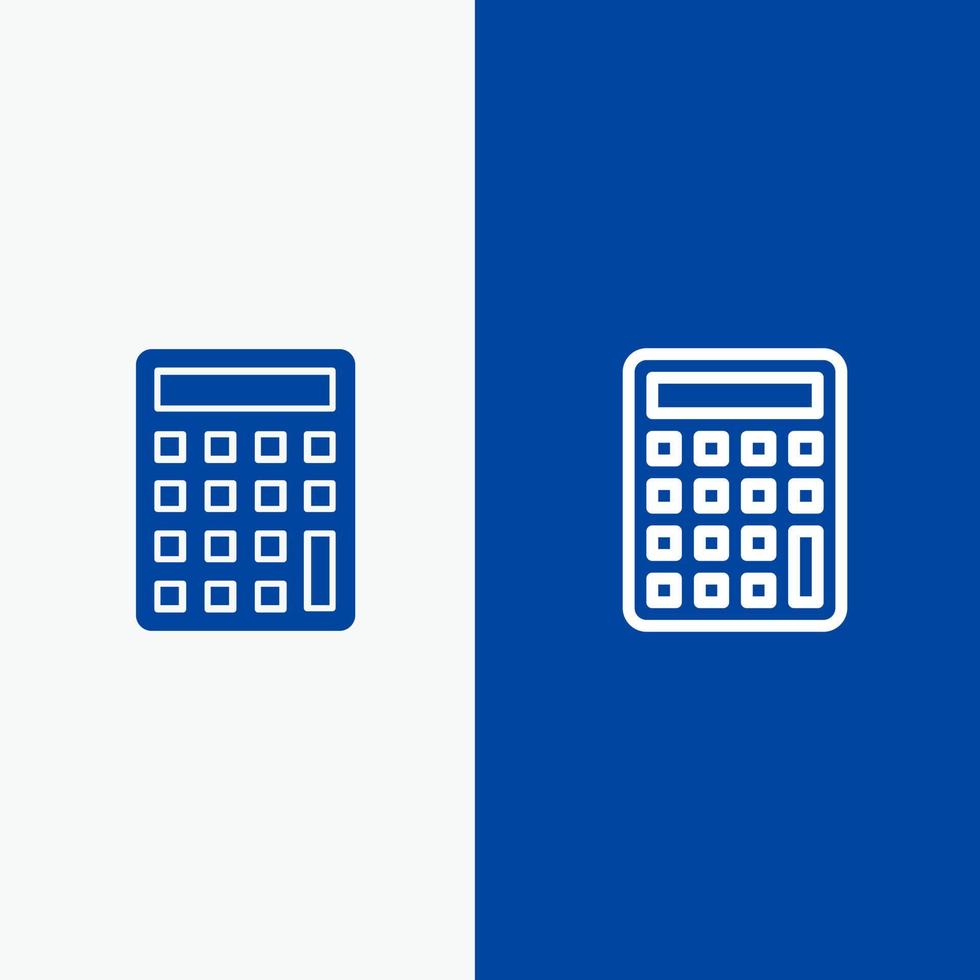 kalkylator Beräkna utbildning linje och glyf fast ikon blå baner linje och glyf fast ikon blå baner vektor