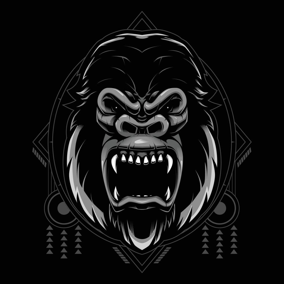 jätte gorilla med geometri bakgrund vektor illustration design