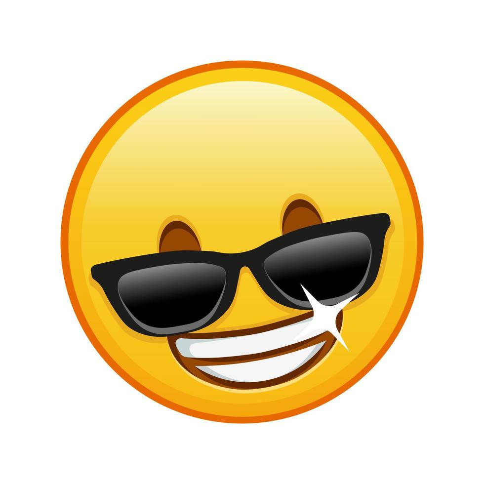 lächelndes Gesicht in Sonnenbrille groß mit gelbem Emoji-Lächeln vektor