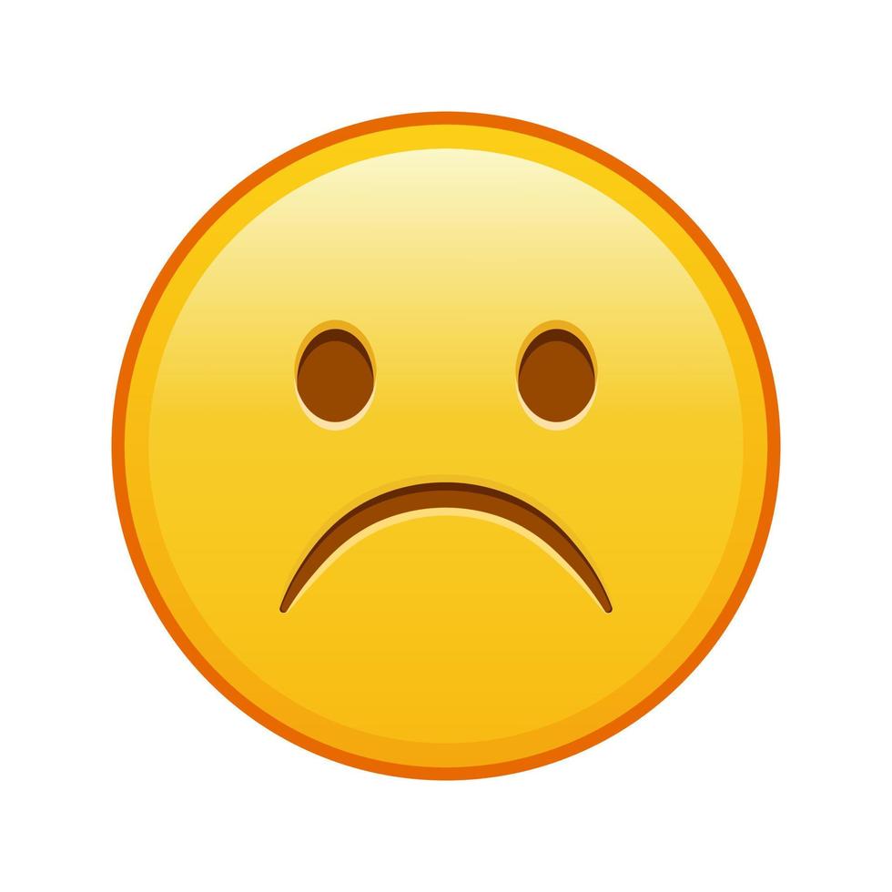 Stirnrunzelndes trauriges Gesicht, groß, gelbes Emoji-Lächeln vektor