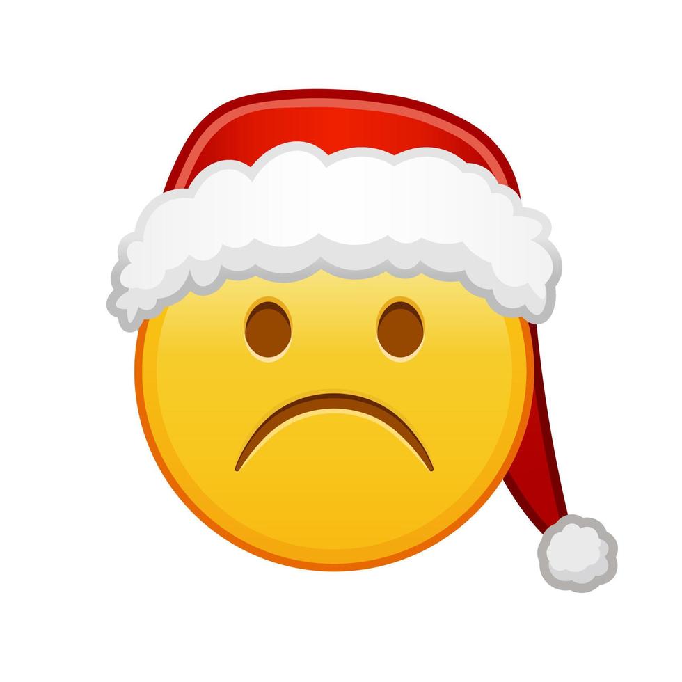 weihnachten stirnrunzelndes trauriges gesicht große größe des gelben emoji-lächelns vektor