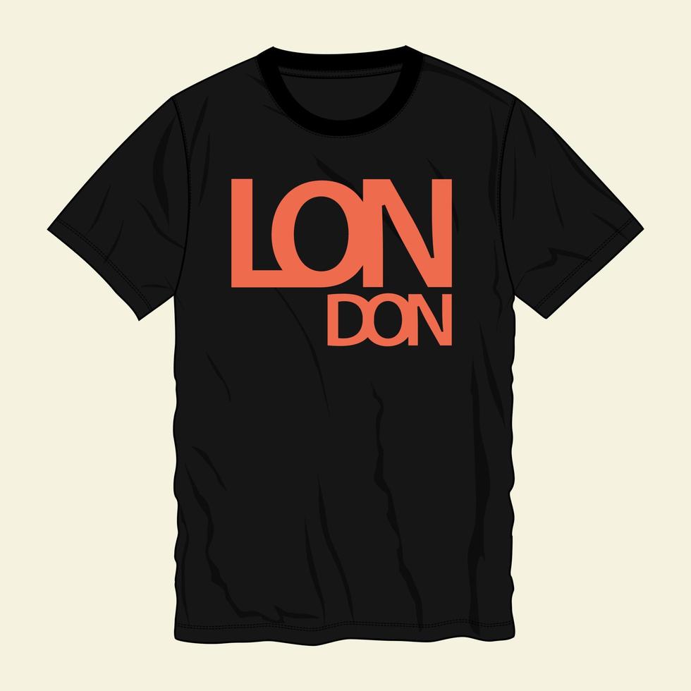 london typografie text t-shirt brustdruck vektordesign druckfertig isoliert auf schwarzen vorlagenansichten. vektor