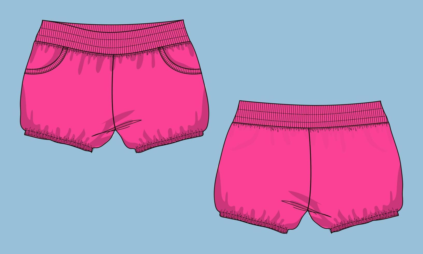 shorts flämta teknisk mode platt skiss vektor illustration mall av ungar.