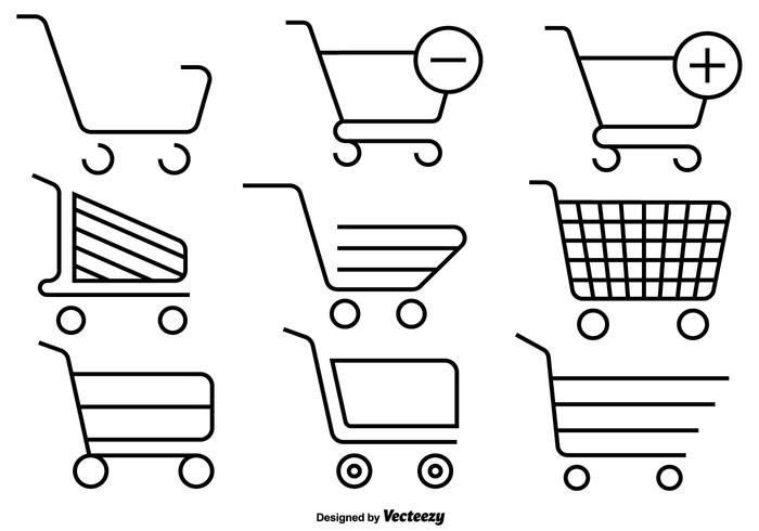 Set of Supermarket Cart Line Icons vektor