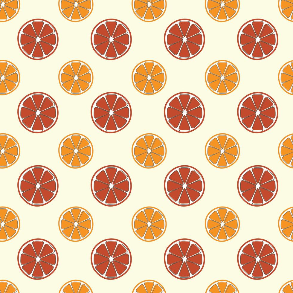 Schneiden Sie orange Früchte nahtloses Vektormuster, das auf weißem Hintergrund lokalisiert wird. Design für die Verwendung als Hintergrund für Textildruck, Geschenkpapier und andere. vektor