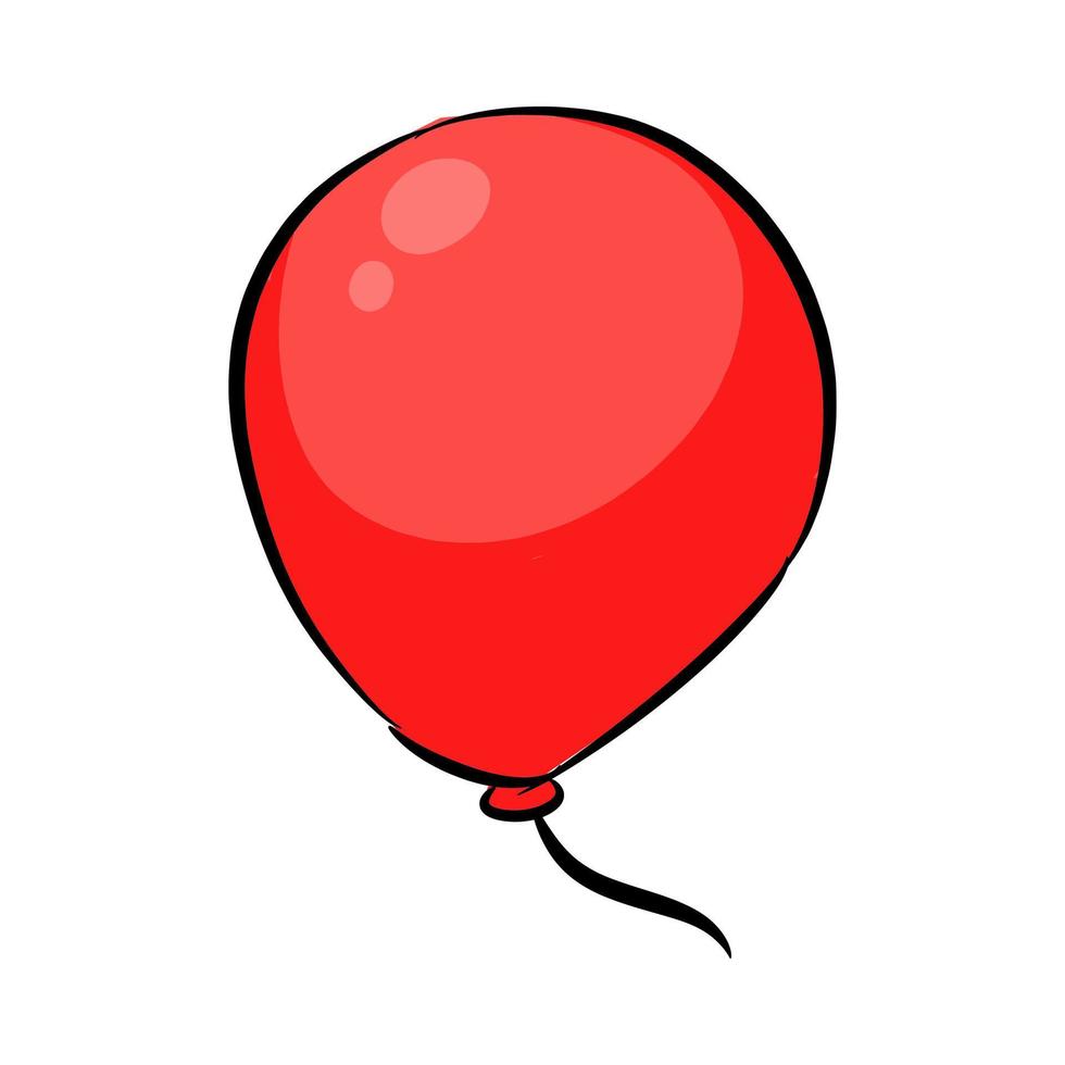 röd ballong ikon. begrepp av firande, födelsedag, fest, ny år. för mall, klistermärke, skriva ut, mönster, hälsning kort. hand dragen vektor. vektor