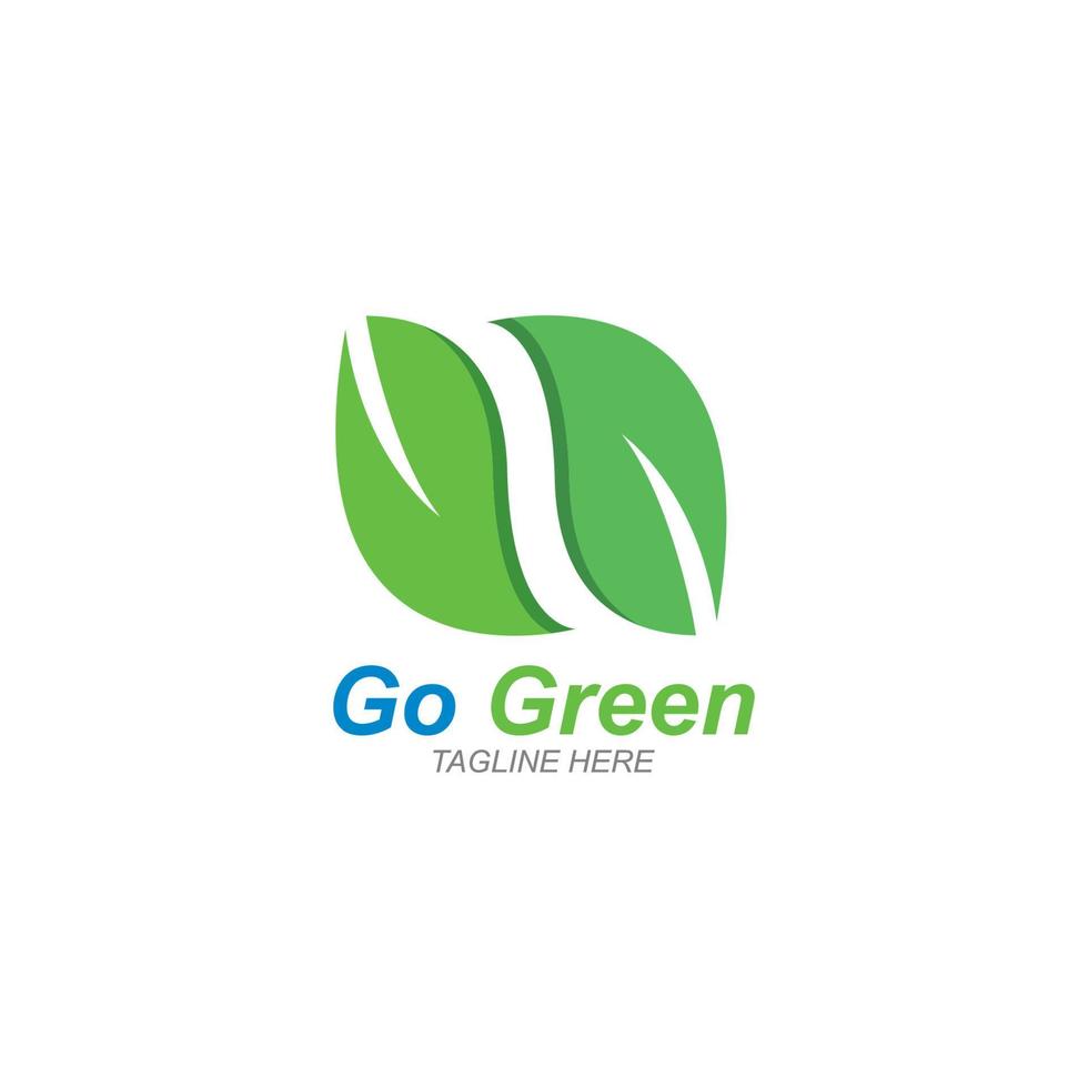 gå grönt, eko träd blad logotyp mall vektor