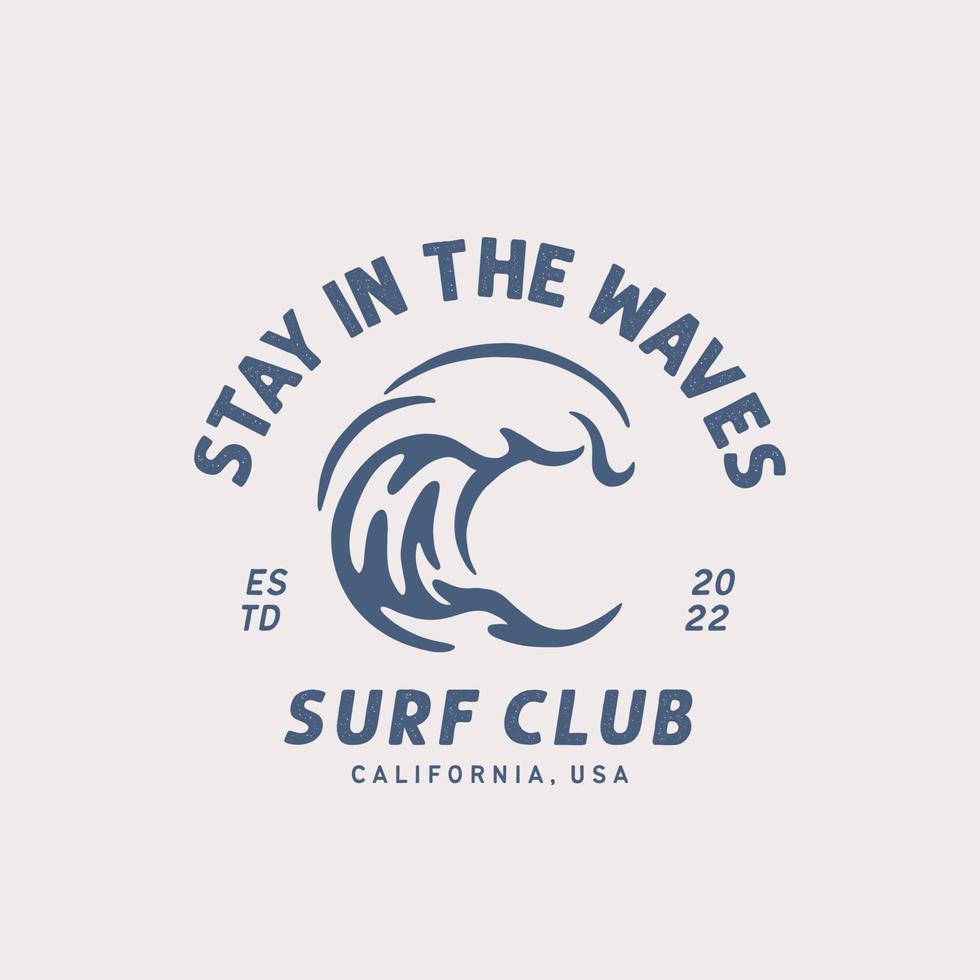 Wave-Logo-Design-Vorlage für Surfclub, Surfshop, Surf-Merch. vektor