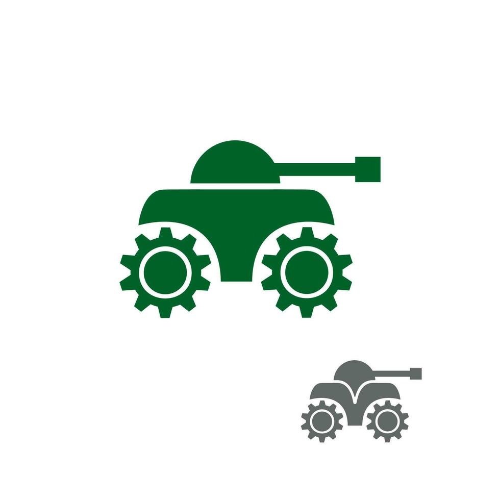 Einfacher Panzer mit Ausrüstung als Rad-Logo-Icon-Design vektor