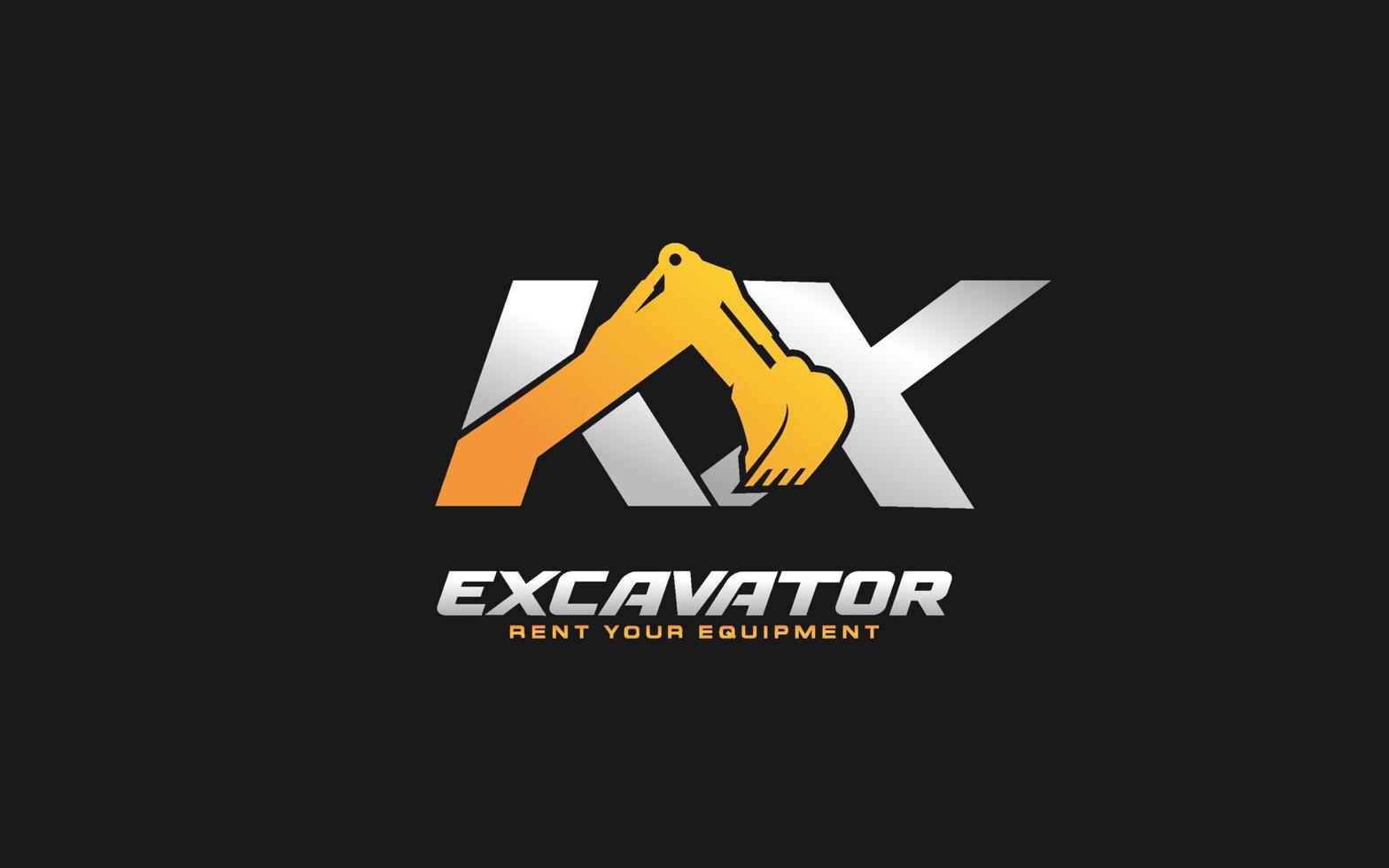 kx logotyp grävmaskin för konstruktion företag. tung Utrustning mall vektor illustration för din varumärke.