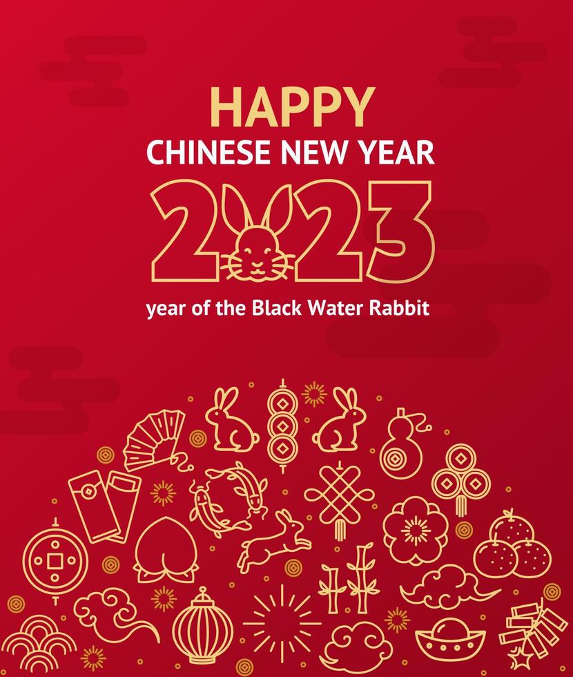 Lycklig kinesisk ny år baner kort. vektor